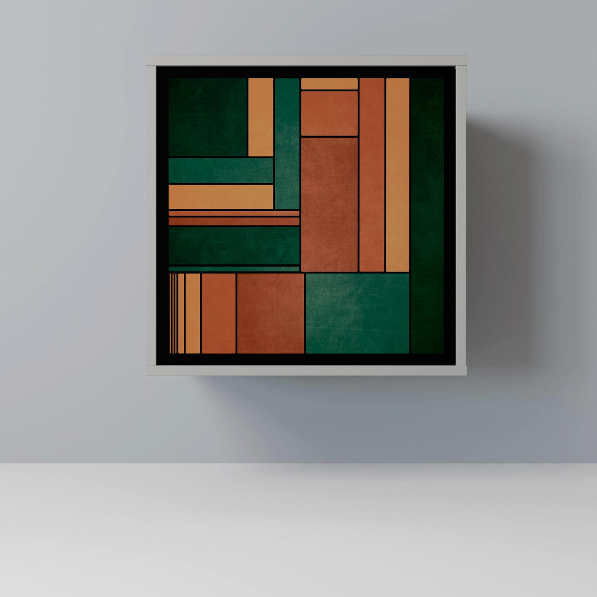 SIDEBOARD EARTHY FIGURES, Grau, 57,5x42x57,5 cm, Ohne Füße - Multicolor/Grau, Holzwerkstoff (57.5/57.5/42cm) - SpaceRebels