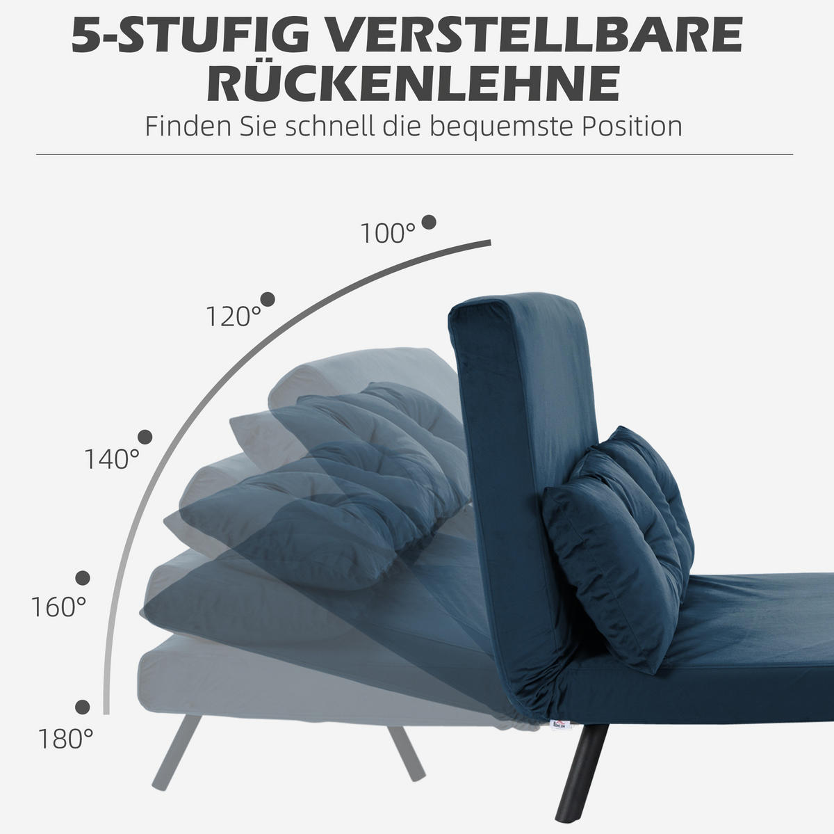 SCHLAFSOFA 98,5/183 cm Liegefläche – klappbar mit verstellbarer Rückenlehne in Blau - Blau, Textil (73/81/102cm) - BEAOK