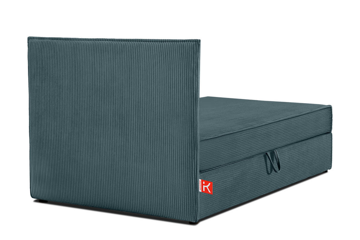 BOXSPRINGBETT ROTI Einzelbett, blau - Blau/Schwarz, Holz/Holzwerkstoff (90/200cm) - KONSIMO®