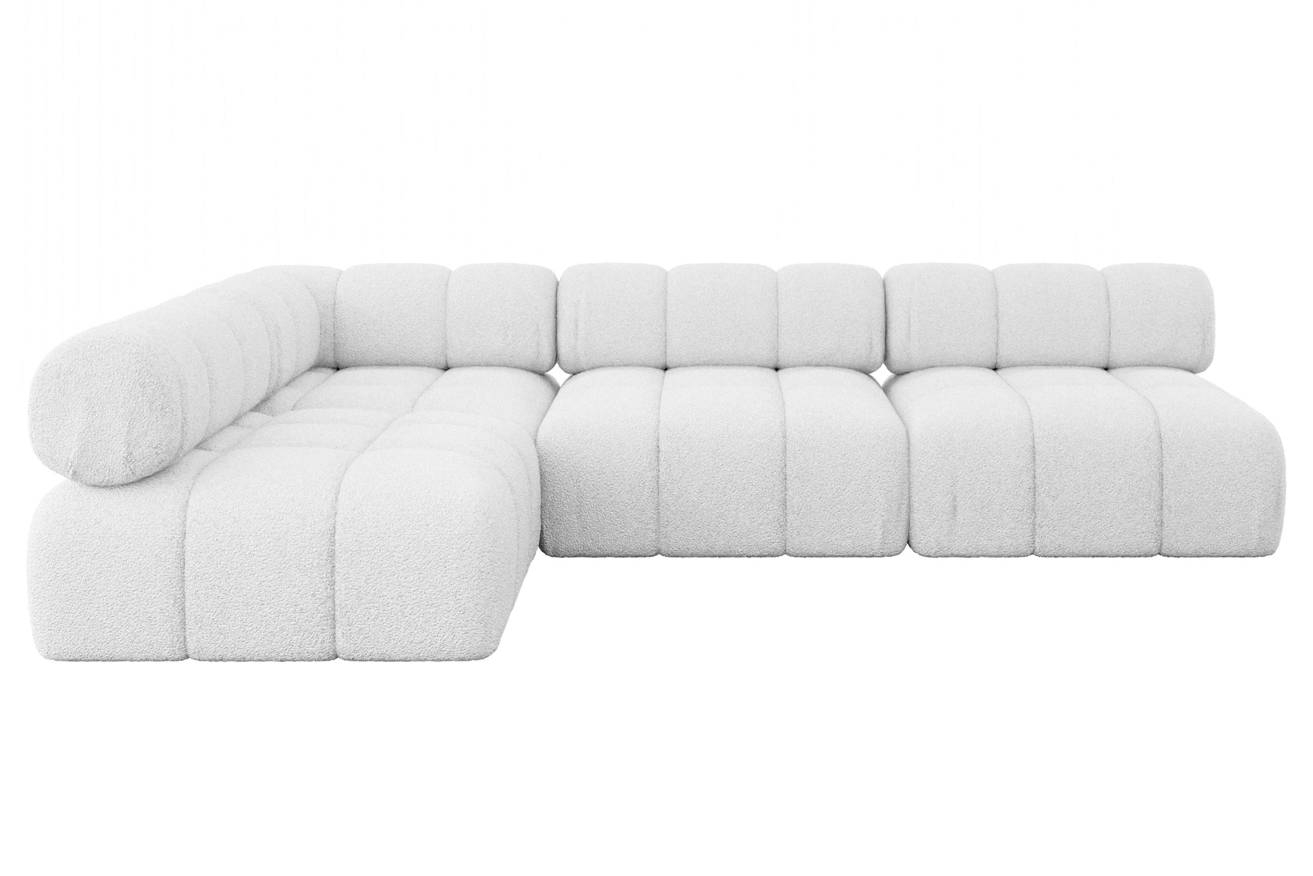 ECKSOFA modulares Sofa Samaro-L2 - 285x190x70 cm Weiß Bouclé - Weiß, Holzwerkstoff/Textil (285/190cm) - ALTDECOR