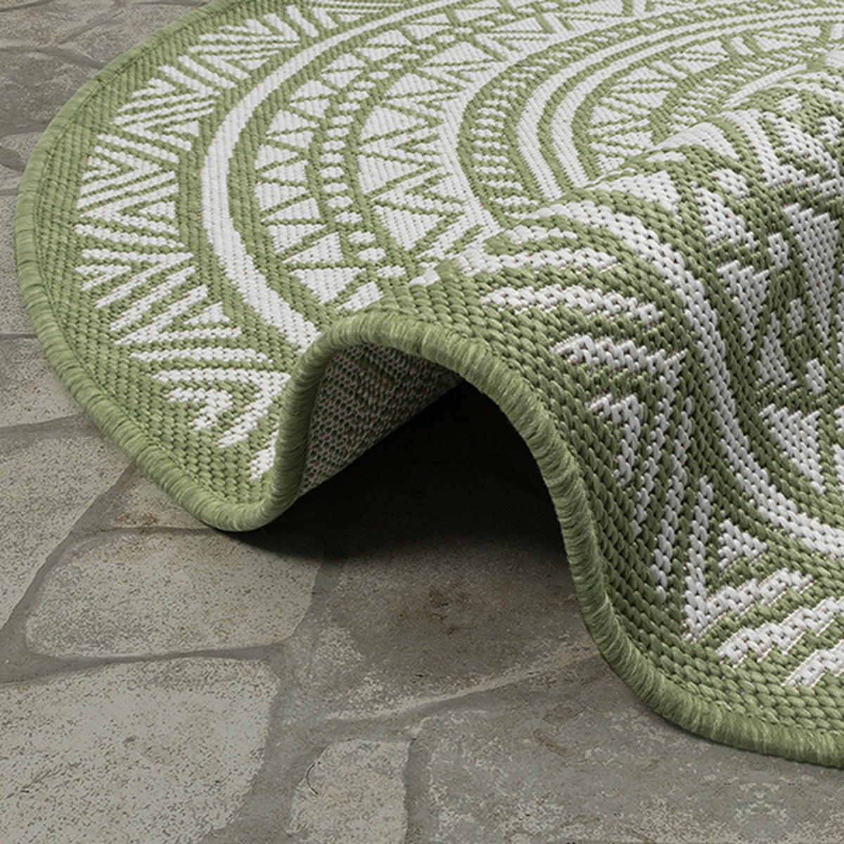 RUNDTEPPICH Orientalisch BORNO Polypropylen Grün 120 x 120 cm - Grün, Textil (120/120cm) - KADIMA DESIGN