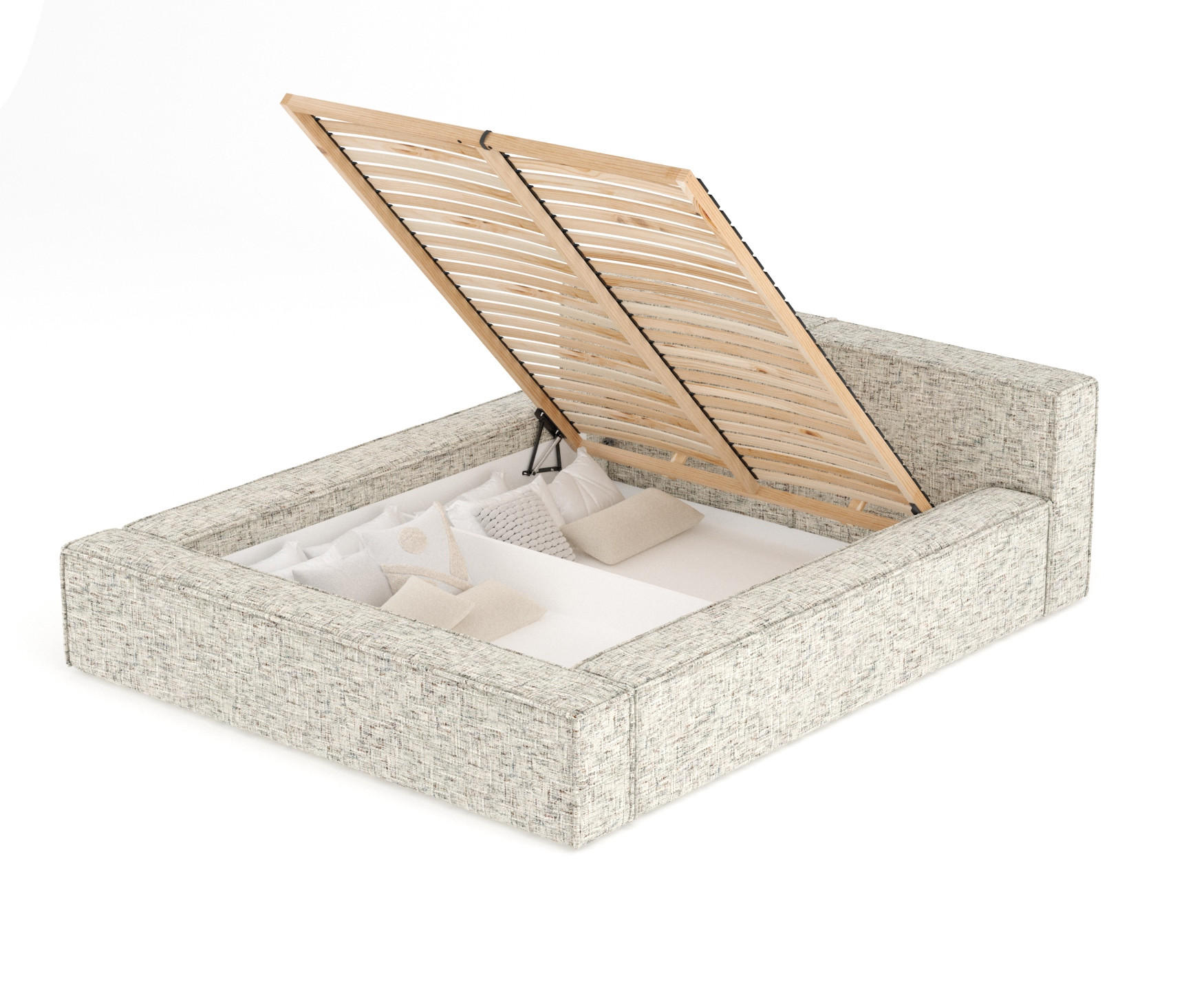 POLSTERBETT Voliera Beige 180/200 cm im Webstoff - Birkefarben/Beige, Holz/Holzwerkstoff (180/200cm) - Maison de Reve