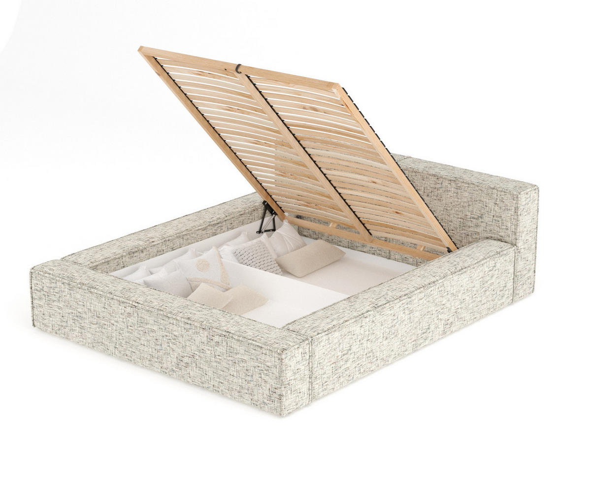 POLSTERBETT Voliera Beige 160/200 cm im Webstoff - Birkefarben/Beige, Holz/Holzwerkstoff (160/200cm) - Maison de Reve