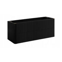WASCHBECKENUNTERSCHRANK LINEA hängend geriffelt Schwarz matt 120/48/44 cm - Schwarz, Holzwerkstoff (120/48.4/43.7cm) - Rodan