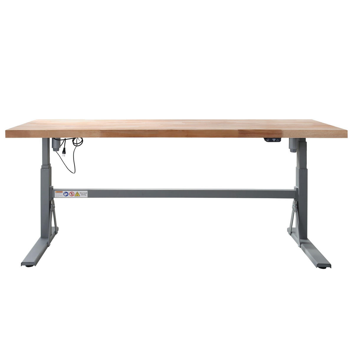 WERKBANK höhenverstellbar Giant Rhino 70-117x200x75cm Traglast 300kg Staubgrau - Grau, Holz (200/117/75cm) - PROREGAL