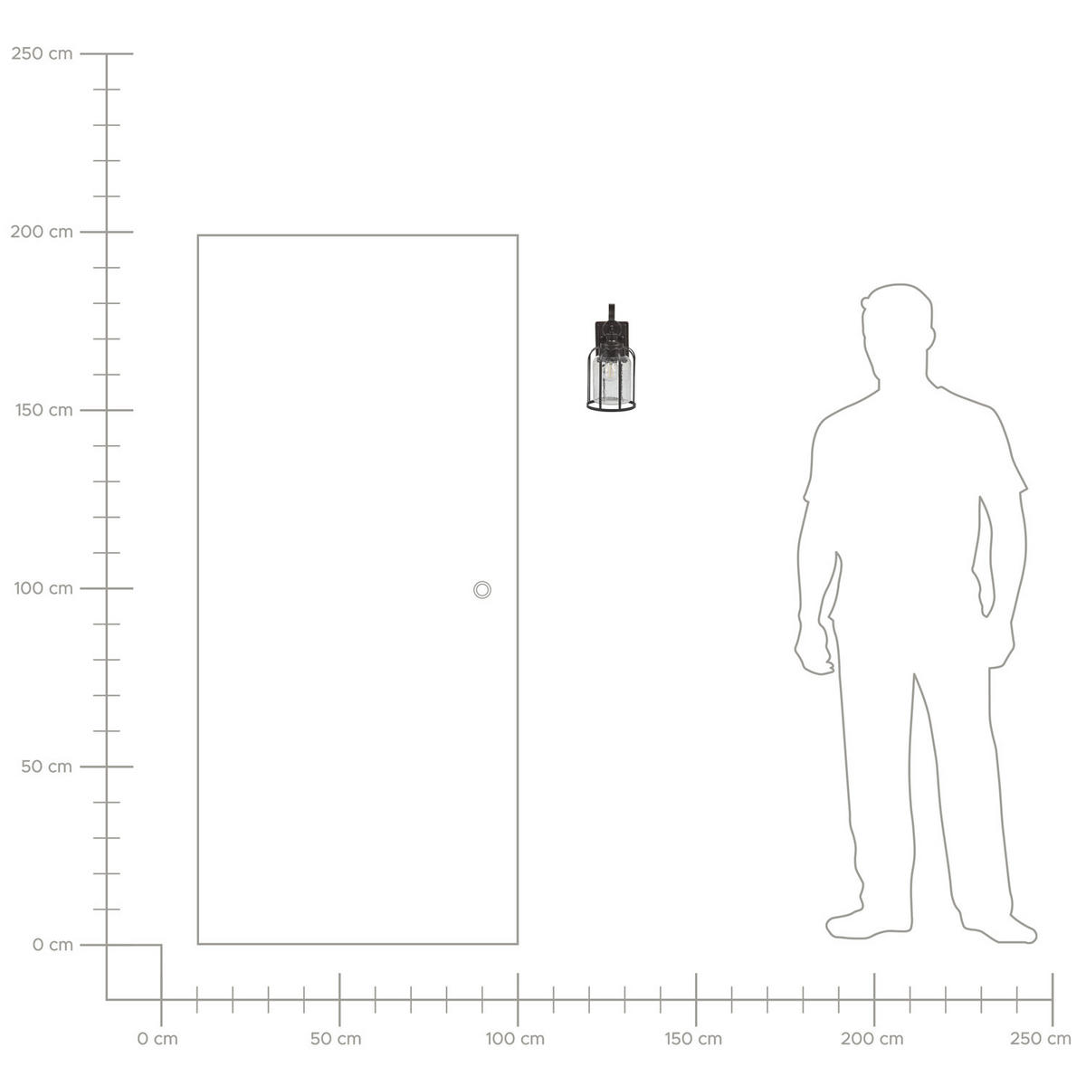 AUSSENWANDLEUCHTE Wooler 17/15/36 cm - Schwarz, Metall (15/36/17cm) - Beliani