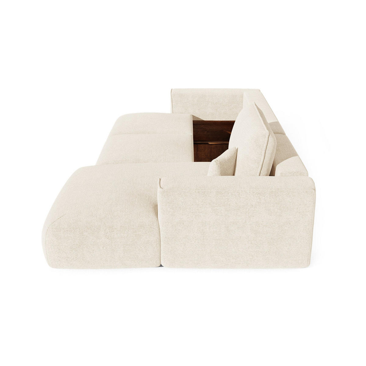 ECKSOFA rechtwinklig COMO Bouclé-Stoff Creme 297cm - Creme, Textil (297/167cm) - Premium Interiors