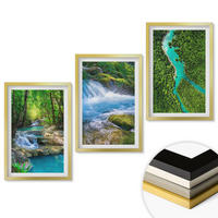 WANDBILDER 3er Set - 40x60 cm Goldrahmen - Grüne Wälder, kristallklares Wasser - Goldfarben, Kunststoff (40/60cm) - ArtPrintCave