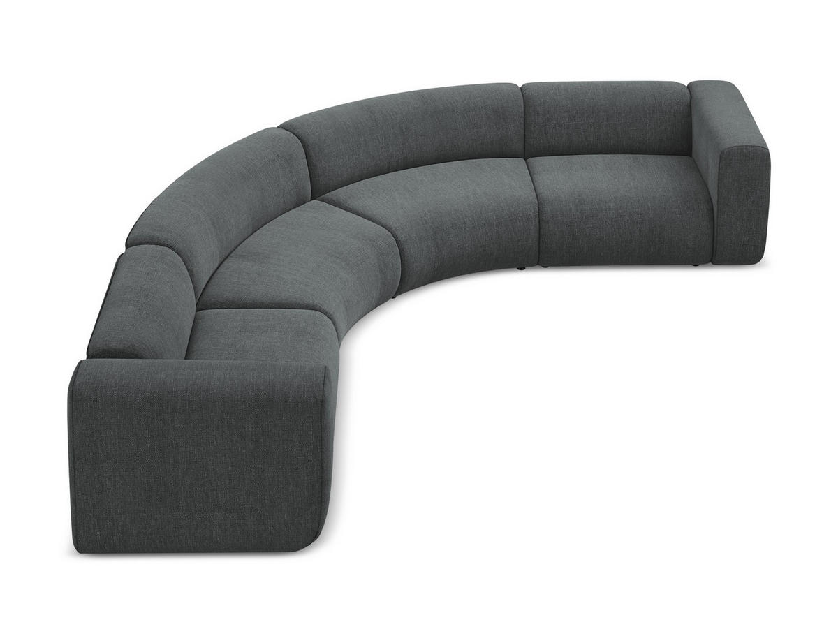 ECKSOFA Chenille Stoff Grau - Schwarz/Graphitfarben, Kunststoff/Textil (318/318cm) - Makamii