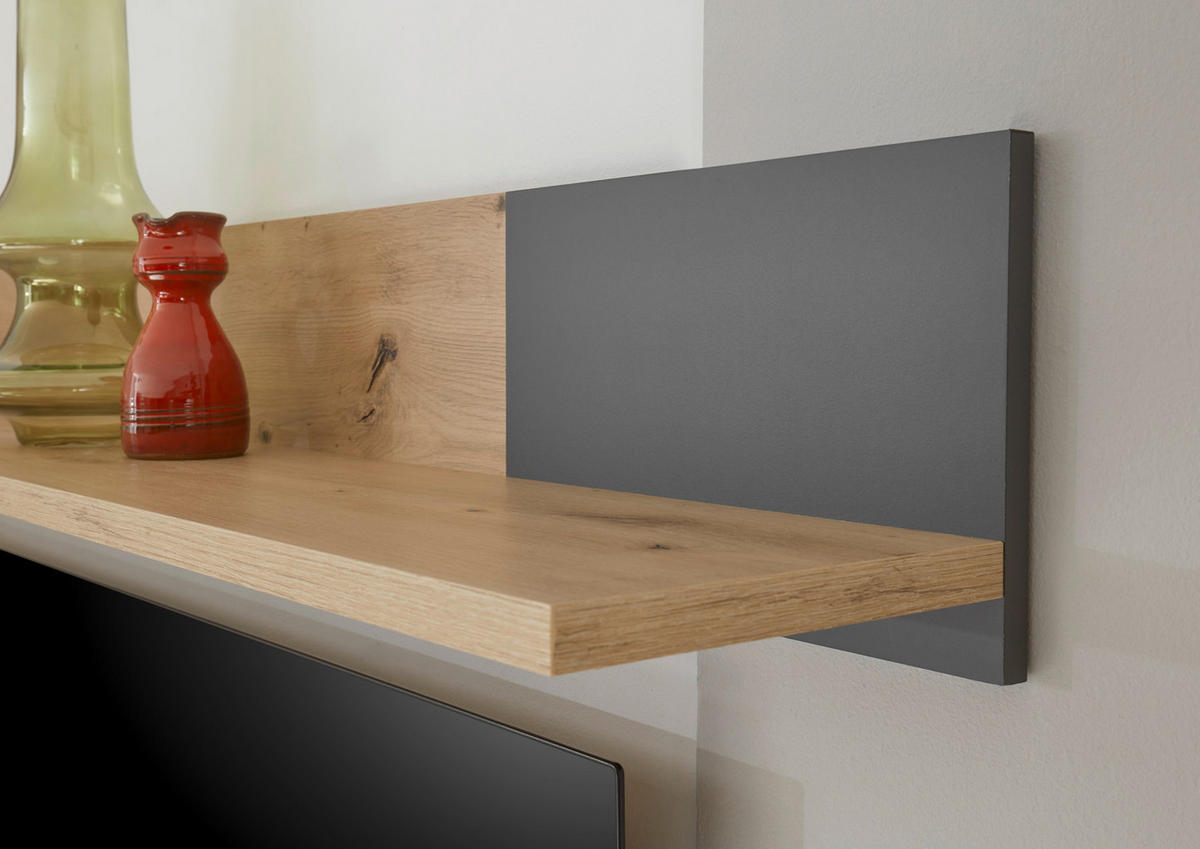 WOHNWAND Limoges 310/200/38 in Artisan Eiche Nb., anthrazit - Braun, Holz (310/200/38cm) - moebel dich auf