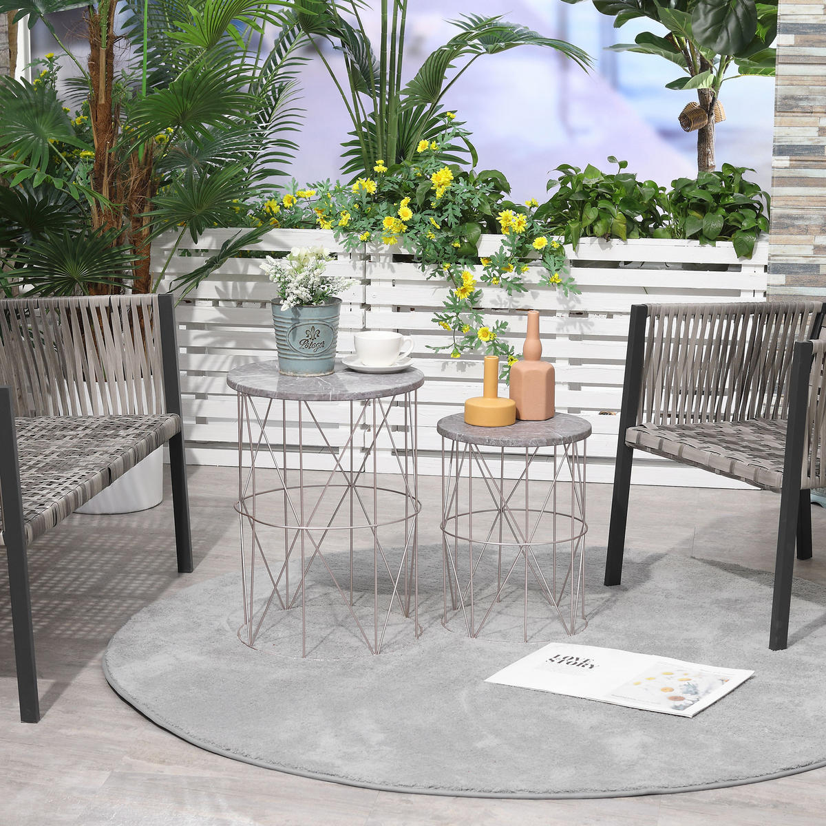 GARTENTISCH, Rose Gold, Metall - Roségold, Metall (38/38/52.5cm) - Outsunny