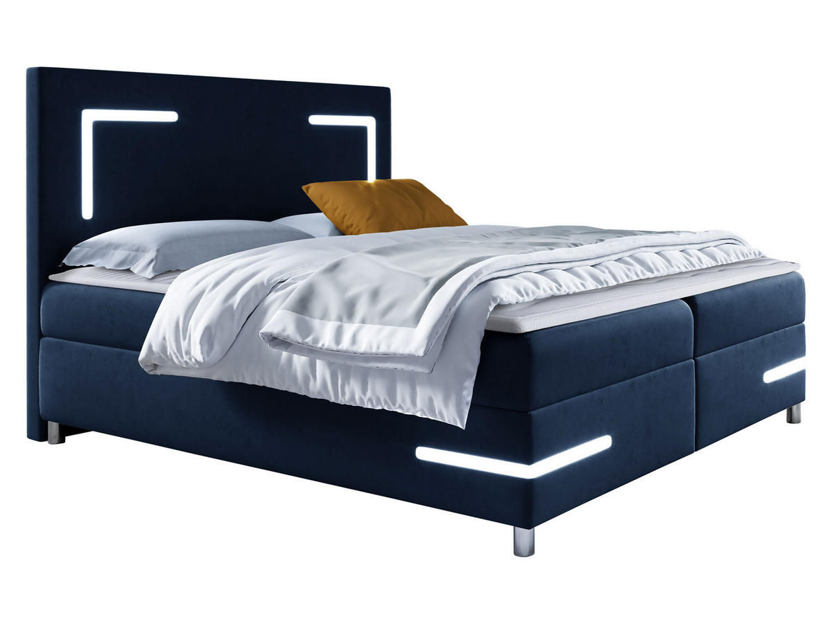 BOXBETT Delos LED - Dunkelblau, Holz (160/200cm) - MIRJAN24