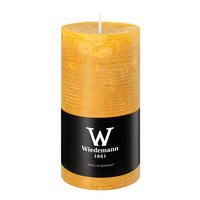 STUMPENKERZE Rustik Marble Style Dotter Gelb 120 x Ø 58 mm, 1 Stück - Gelb, Paraffin (6/12cm) - Wiedemann Kerzen