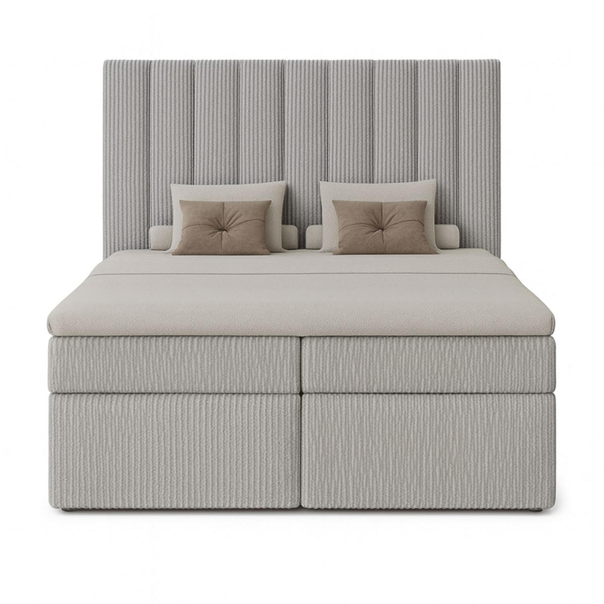 BOXBETT Nero mit 2 Bettkästen, 180x200, Farbe: Grau, Cordstoff, Doppelbett mit Bonell-Matratze - Grau, Holz/Kunststoff (180/200cm) - Marpur