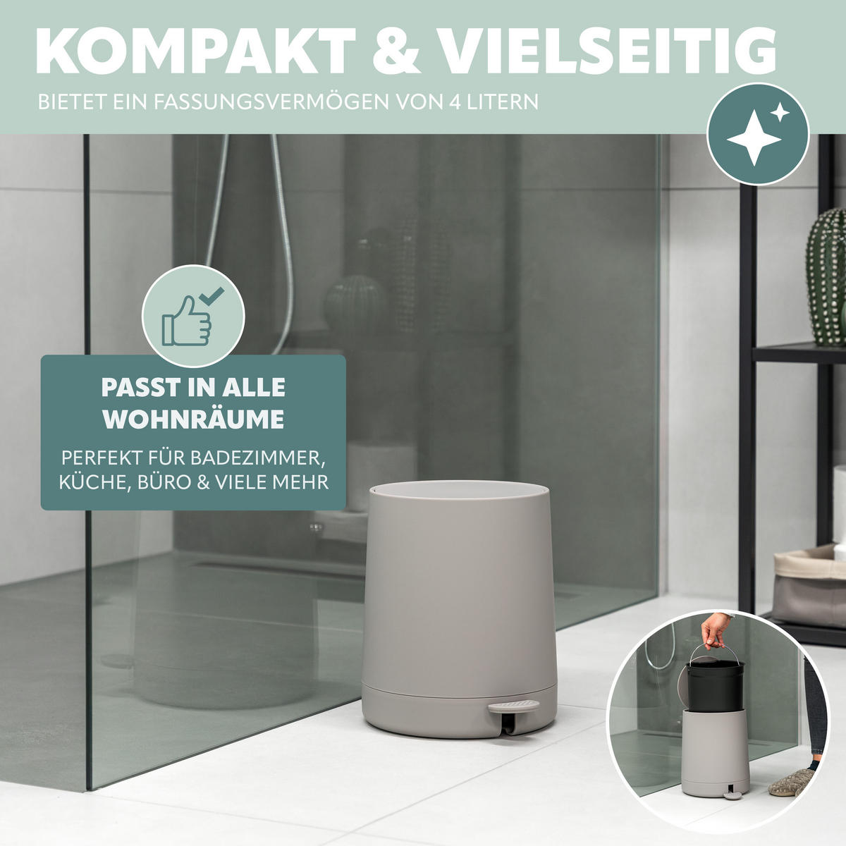 BAD-ACCESSOIRES-SET TESERO, Soft-Touch, taupe - Taupe, Kunststoff (22.5/25.5/25cm) - eluno