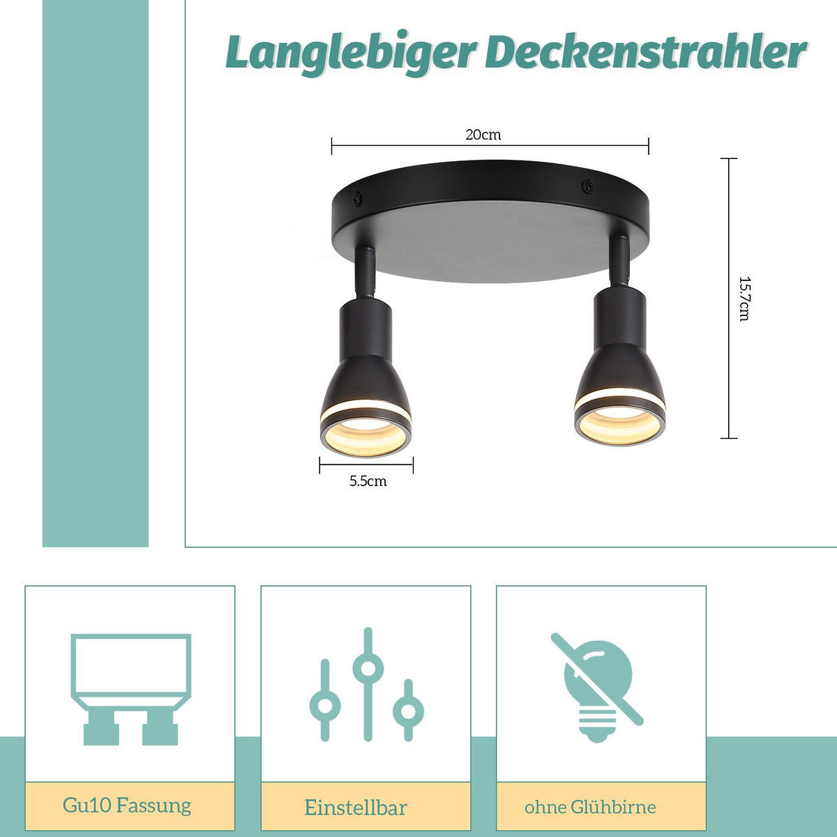 DECKENLEUCHTE Levine 20/20/15.7cm - Schwarz, Metall (20/20/15.7cm) - Nettlife