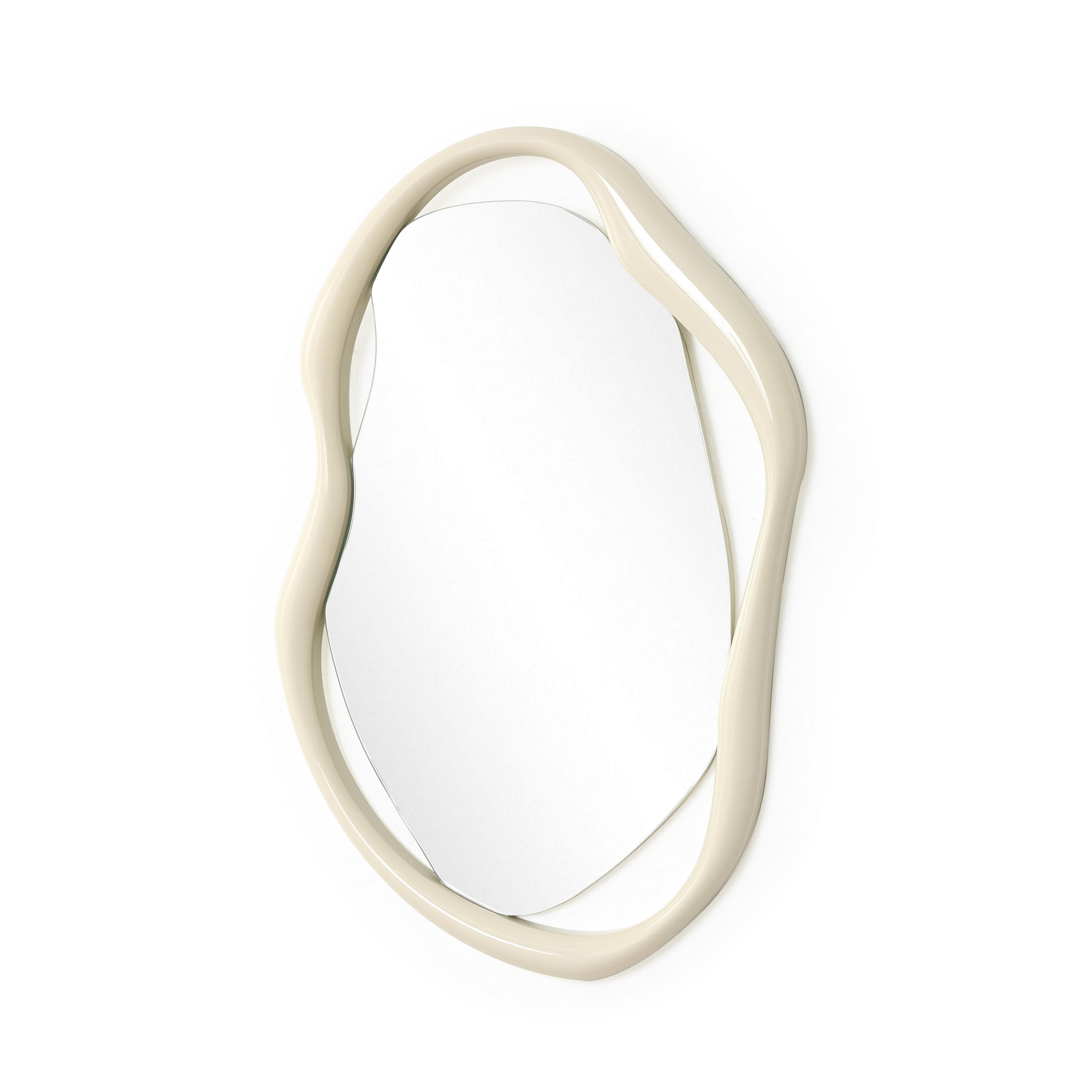 75CM H Wandspiegel mit weißem, unregelmäßigem Rahmen,Geeignet für Schlafzimmer, Wohnzimmer, Badezimmer und Flur - Weiß, Glas/Holz (78.5/3.5/58.5cm) - Hometopia