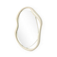 75CM H Wandspiegel mit weißem, unregelmäßigem Rahmen,Geeignet für Schlafzimmer, Wohnzimmer, Badezimmer und Flur - Weiß, Glas/Holz (78.5/3.5/58.5cm) - Hometopia