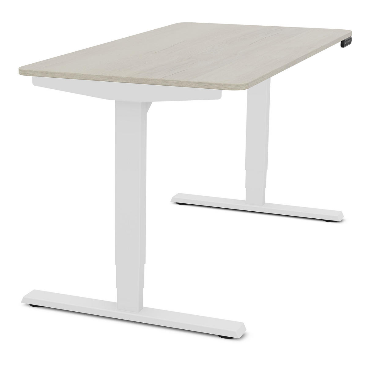 SCHREIBTISCH Elektrisch höhenverstellbarer Schreibtisch Y-Line Curved Eiche Polar Signalweiß 140/70/62-127cm - Eiche Bianco/Weiß, Holzwerkstoff/Metall (70/140/127cm) - ASSMANN