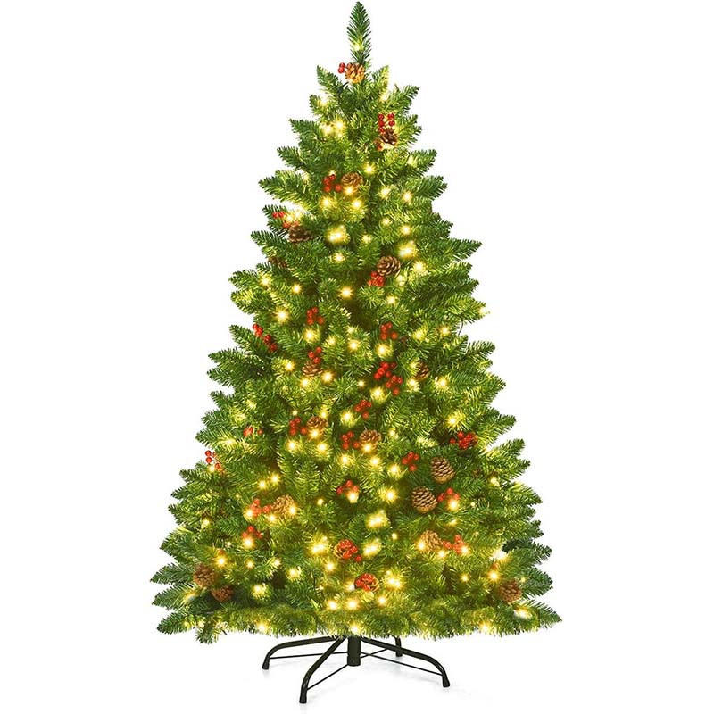 WEIHNACHTSBAUM mit warmweißen LEDs 135cm Grün - Grün, Metall (135cm) - COSTWAY