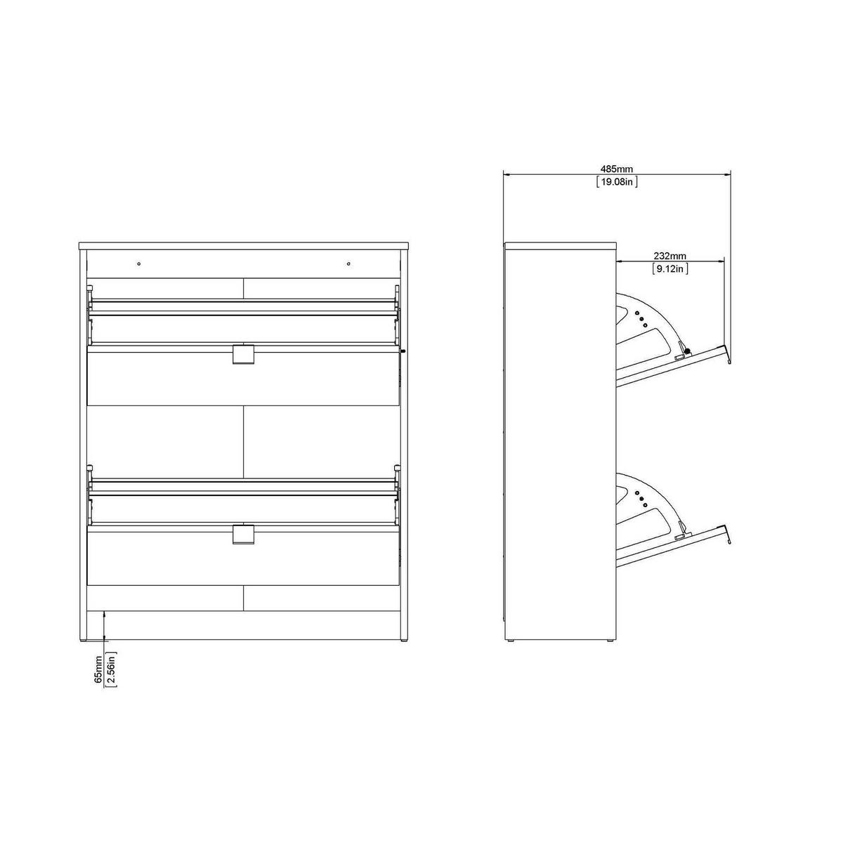 SCHUHSCHRANK Schwarz 24.05/70.3/85.2 cm - Schwarz, Holzwerkstoff (70/85/24cm) - DMORA