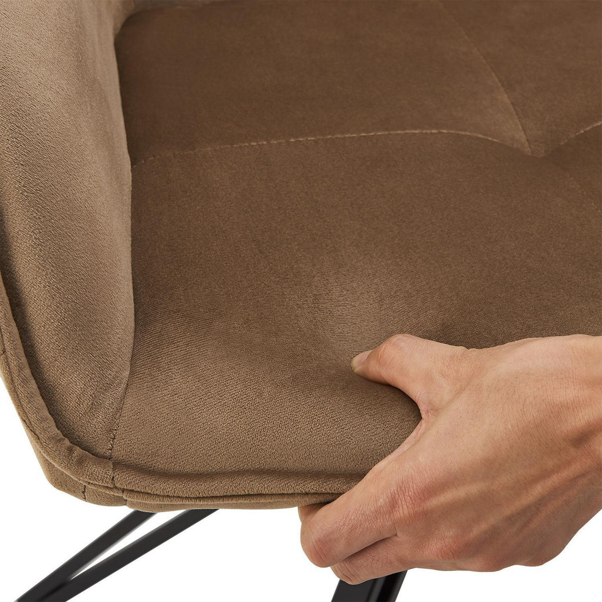 DREHSTUHL Clyde mit Armlehne samt hellbraun (2er-Set) - Hellbraun, Textil (57/85/61cm) - Juskys