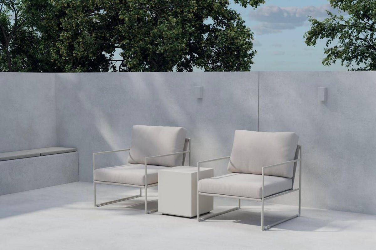 LOUNGE-SET, Lissabon, Beige, Metall, 40 x 40 x 44 cm, 3-teilig - Beige, Metall - ebuy24