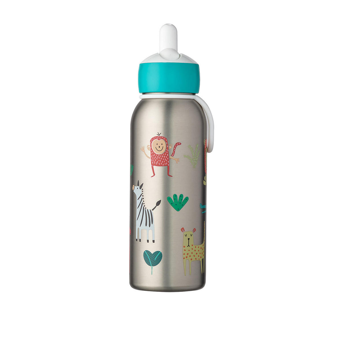 THERMOFLASCHE FLIP-UP Campus Animal Friends 350 ml - Türkis/Multicolor, Metall (0.35L) - Mepal
