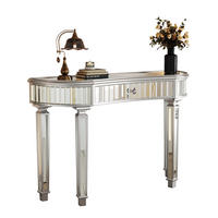 KONSOLENTISCH aus MDF und Glas 120x38x78 cm Grau/Silber mit Schublade und Spiegeloberfläche - Silberfarben, Holzwerkstoff (38/120/78cm) - IVMEU