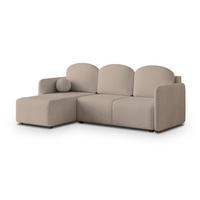 ECKSOFA SUVINO Beige Geflochtener Stoff mit Schlaffunktion - Beige, Holz (230/143cm) - MASSENO