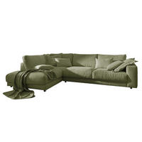ECKSOFA MADELINE Grün Cord - Schwarz/Grün, Kunststoff/Textil (325/224cm) - KAWOLA