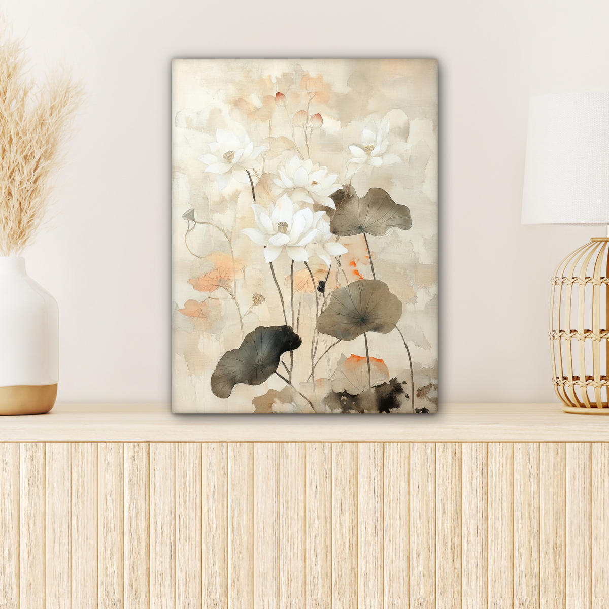 LEINWANDBILD Blumen - Japandi - Wabi sabi Room Decor 30x40 cm - Sandfarben, Textil (30/40cm) - MuchoWow