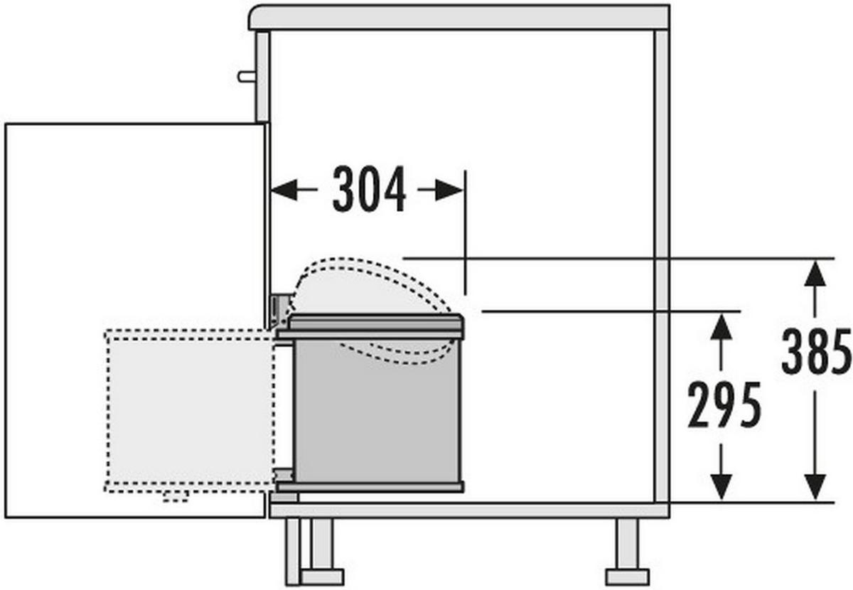 MÜLLEIMER Hailo Mono Küche Einbau ab 40cm Schrank Edelstahl/Schwarz - Edelstahlfarben, Metall (29/29.5/30.4cm) - Hailo