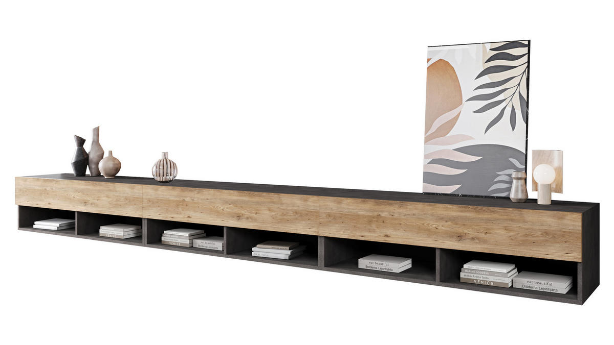 TV-LOWBOARD A300 - Braun/Grau, Holzwerkstoff (300/32/33cm) - MIRJAN24