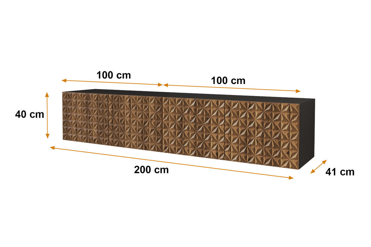 LOWBOARD VIRA-W 2x100x40x41 cm - Weiß / Katania - Eiche Wotan, Holzwerkstoff (200/40/41cm) - ALTDECOR