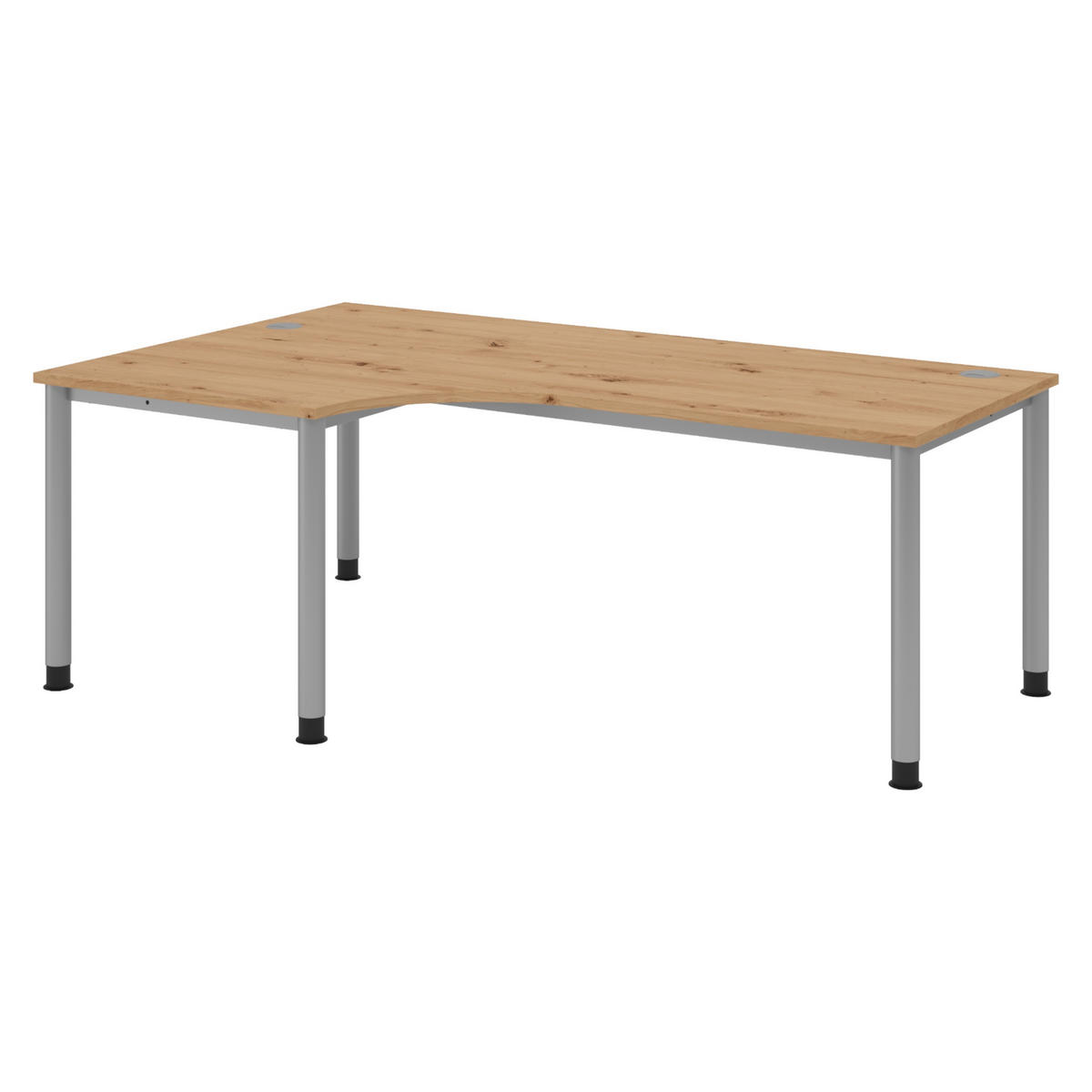 SCHREIBTISCH Serie-H Gestell: Silber 120/200/74 cm in Wildeiche - Wildeiche, Holzwerkstoff (120/200/74cm) - bümö