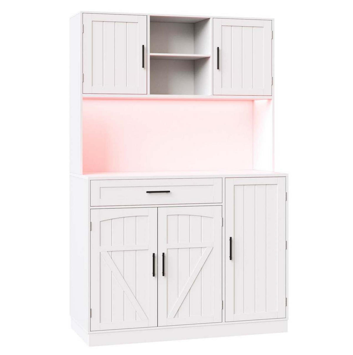 ANRICHTE 110/38/180 cm in Weiß mit LED-Beleuchtung und Steckdosenleiste - Weiß, Holzwerkstoff (110/180/38cm) - Flora Grace