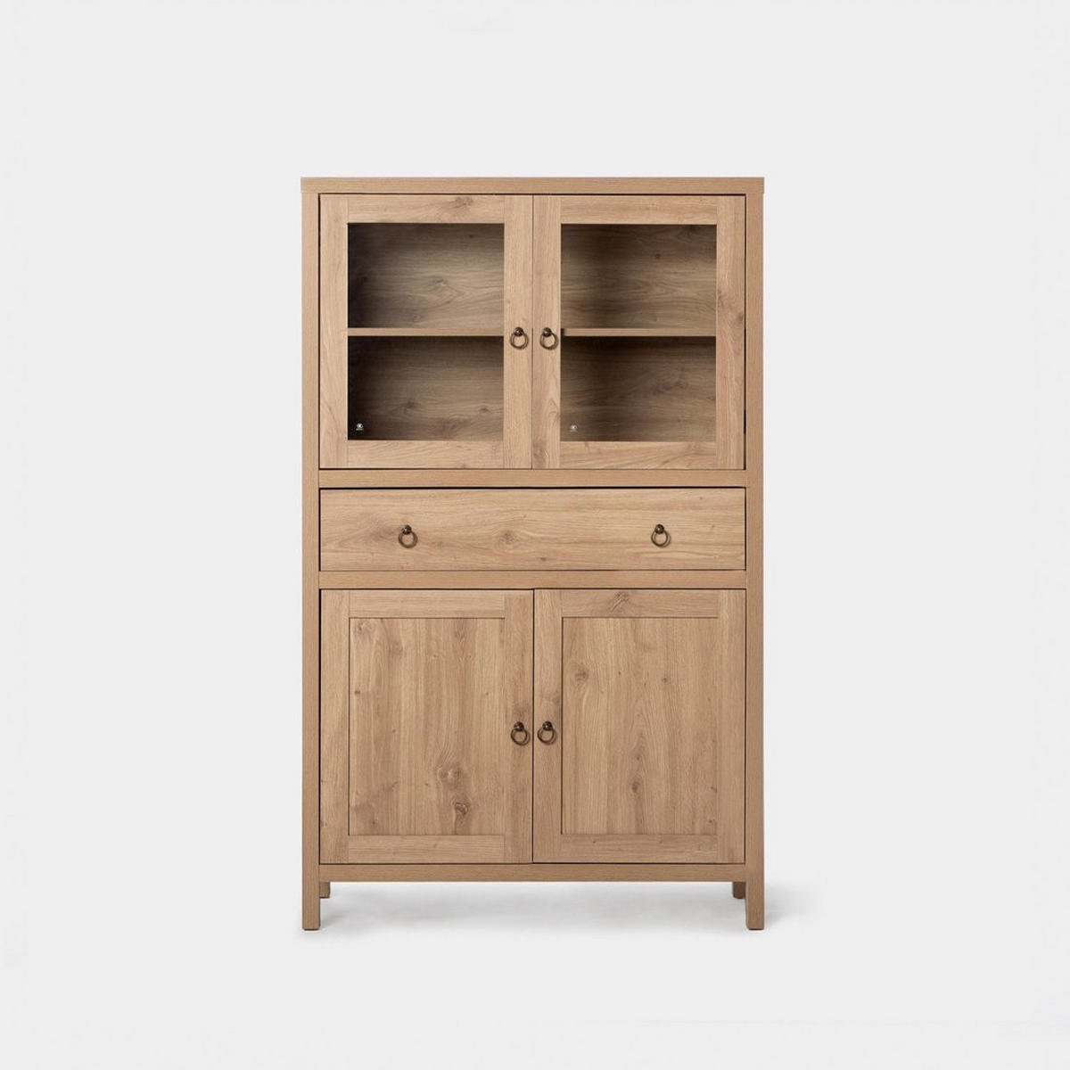 VITRINENSCHRANK DOPPELTER Livorno Natürlich 100 cm x 160 cm - Naturfarben, Holzwerkstoff (100/160/40cm) - Klast Home