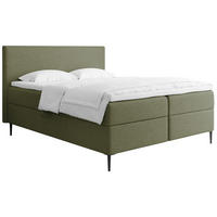 BOXBETT Alba Rise mit Bettkasten, Grün Chenille 140x200 cm – inkl. H4 Taschenfederkern Matratze & Foam Topper - Schwarz/Grün, Holz/Textil (140/200cm) - WFL GROUP