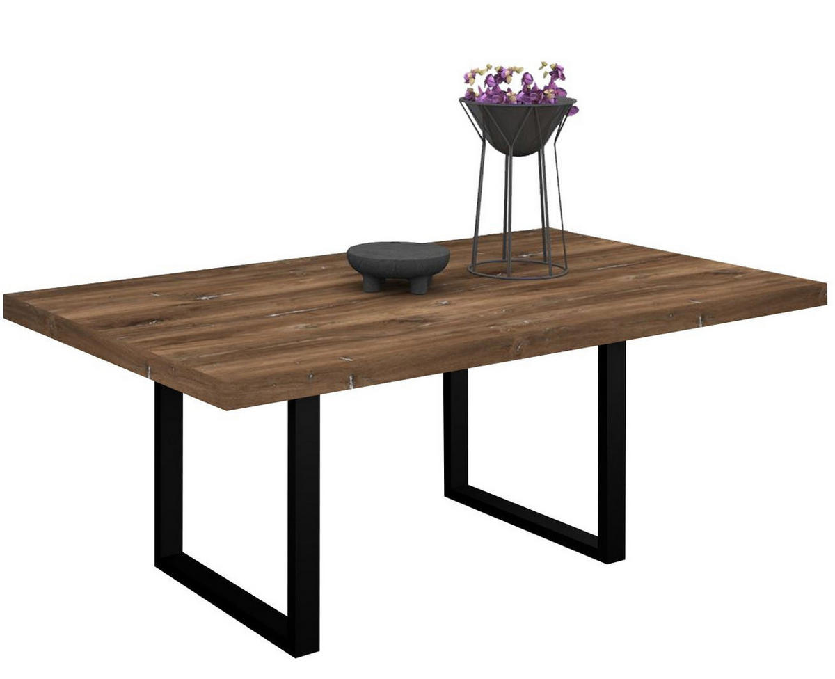 ESSTISCH Elgin 3 175x80x100 Metall+Holzwerkstoff Schwarz/Zinneiche - Mooreichefarben/Schwarz, Holzwerkstoff (175/100/80cm) - 58aufmkessel