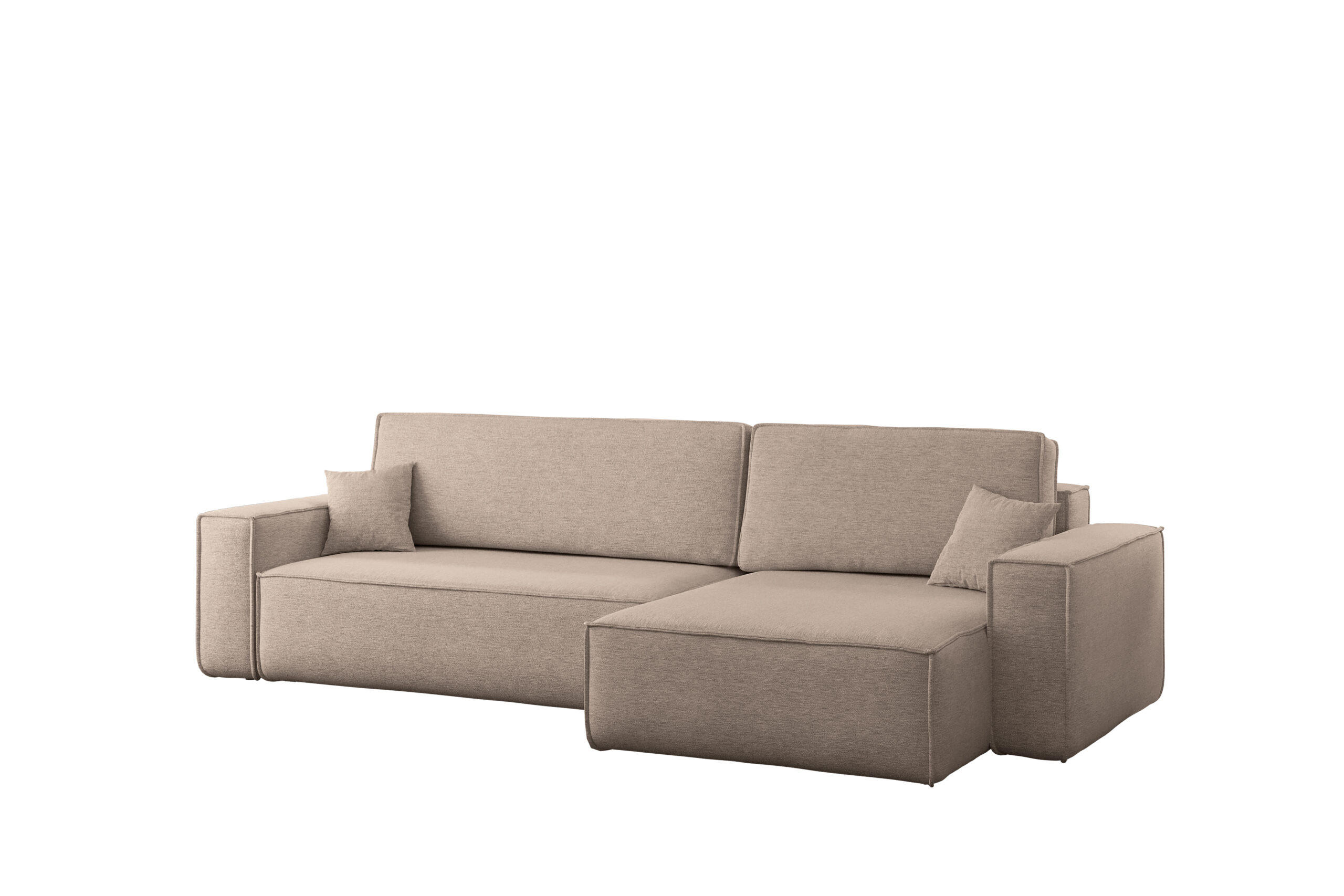 ECKSOFA Mit Schlaffunktion Und Bettkasten, Eckcouch Best XL Stoff Verita Warmbeige Rechts - Sandfarben, Holz (274/145cm) - Kaiser Möbel