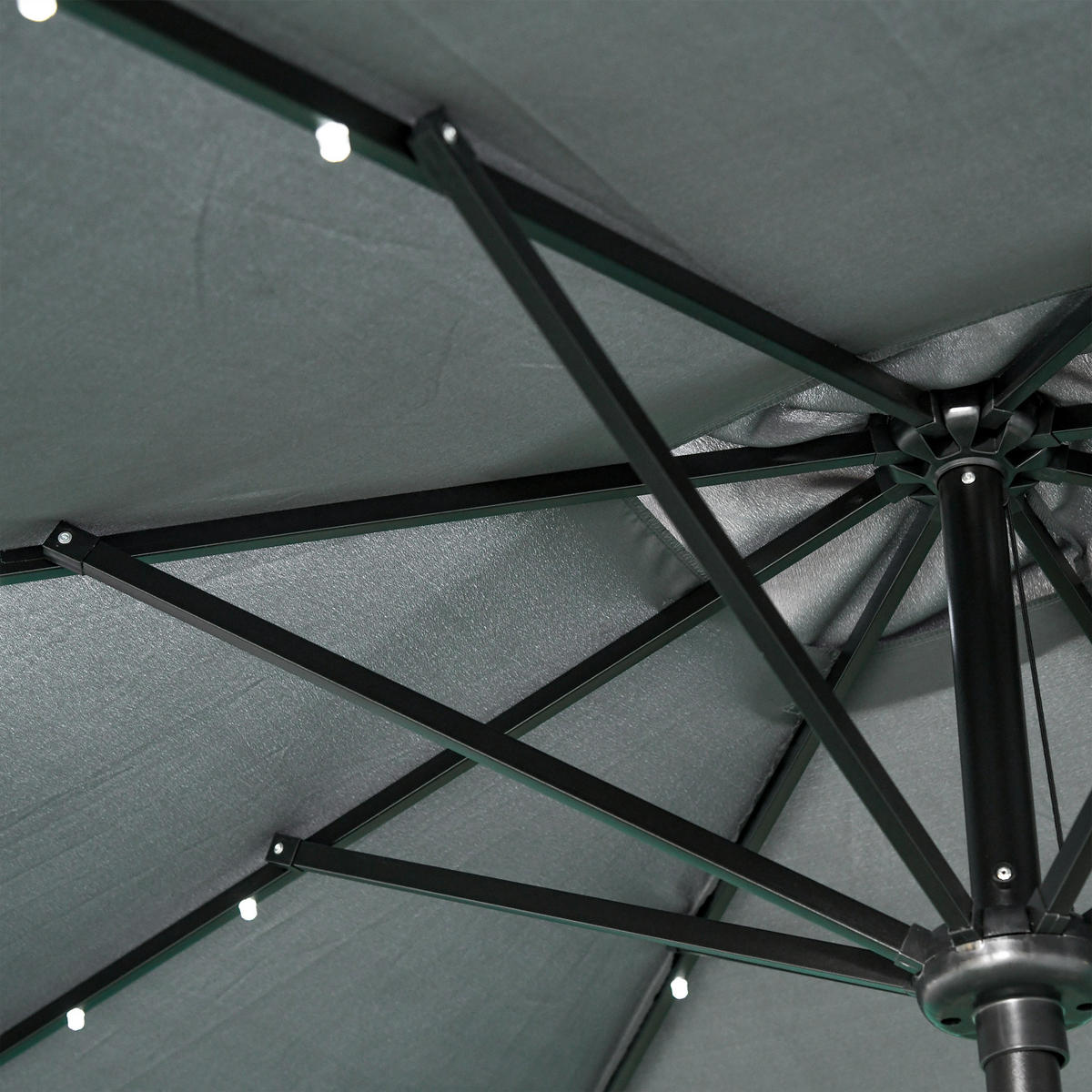 SONNENSCHIRM DE-11397 neigbar, mit LED, 3 x 2 m Grau - Grau, Metall (205/268cm) - ComfortXL