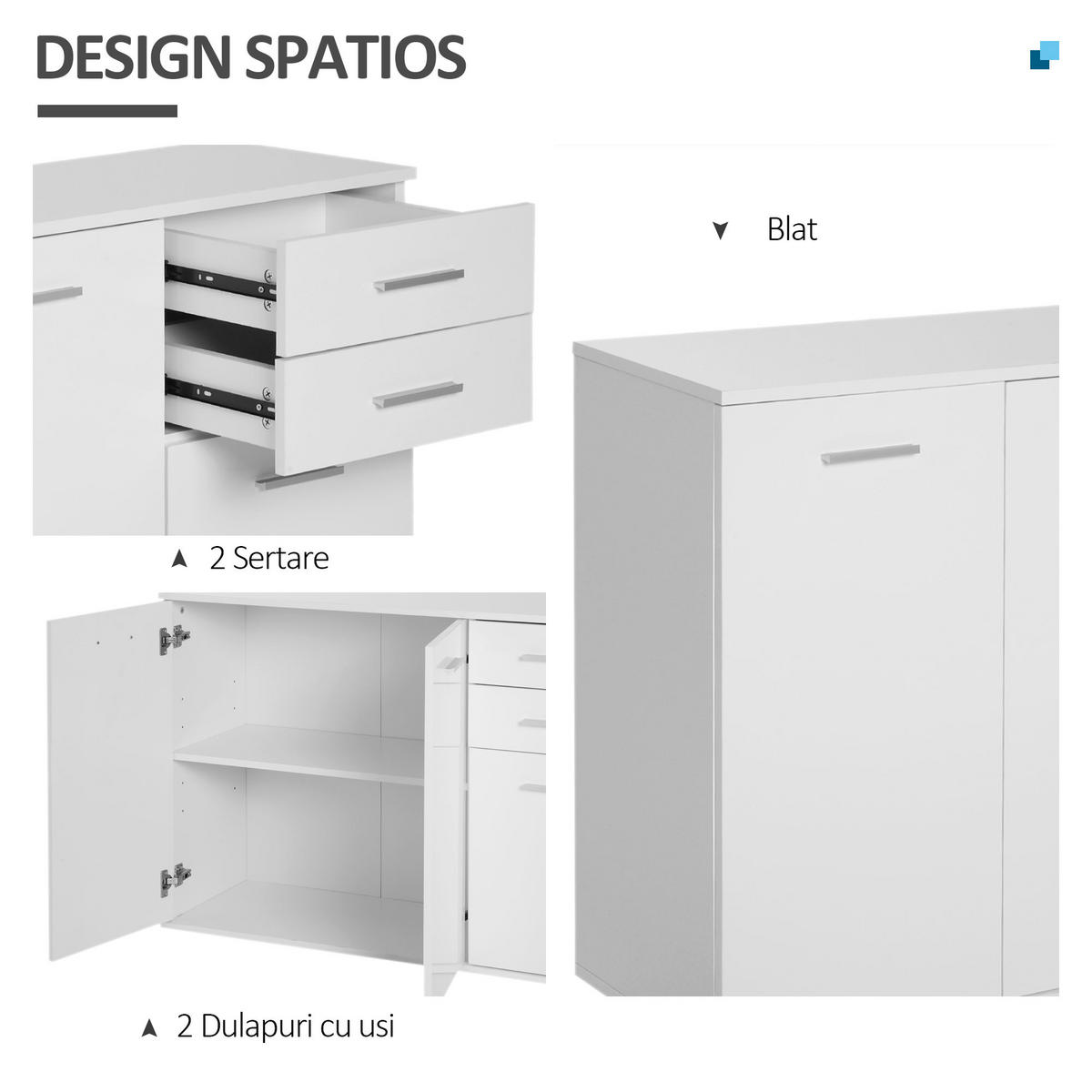 SIDEBOARD DE-11259 2 Schubladen Weiß - Weiß, Holzwerkstoff (106/76/35cm) - ComfortXL