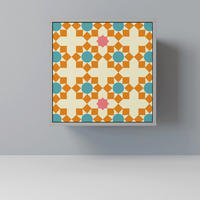 SIDEBOARD FLORAL DECOR, Grau, 57,5x42x57,5 cm, Ohne Füße - Multicolor/Grau, Holzwerkstoff (57.5/57.5/42cm) - SpaceRebels