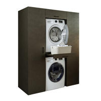 WASCHMASCHINENSCHRANK DUO-I 157cm Breit, 205cm Hoch - Schwarz, Holzwerkstoff (157/205/67cm)