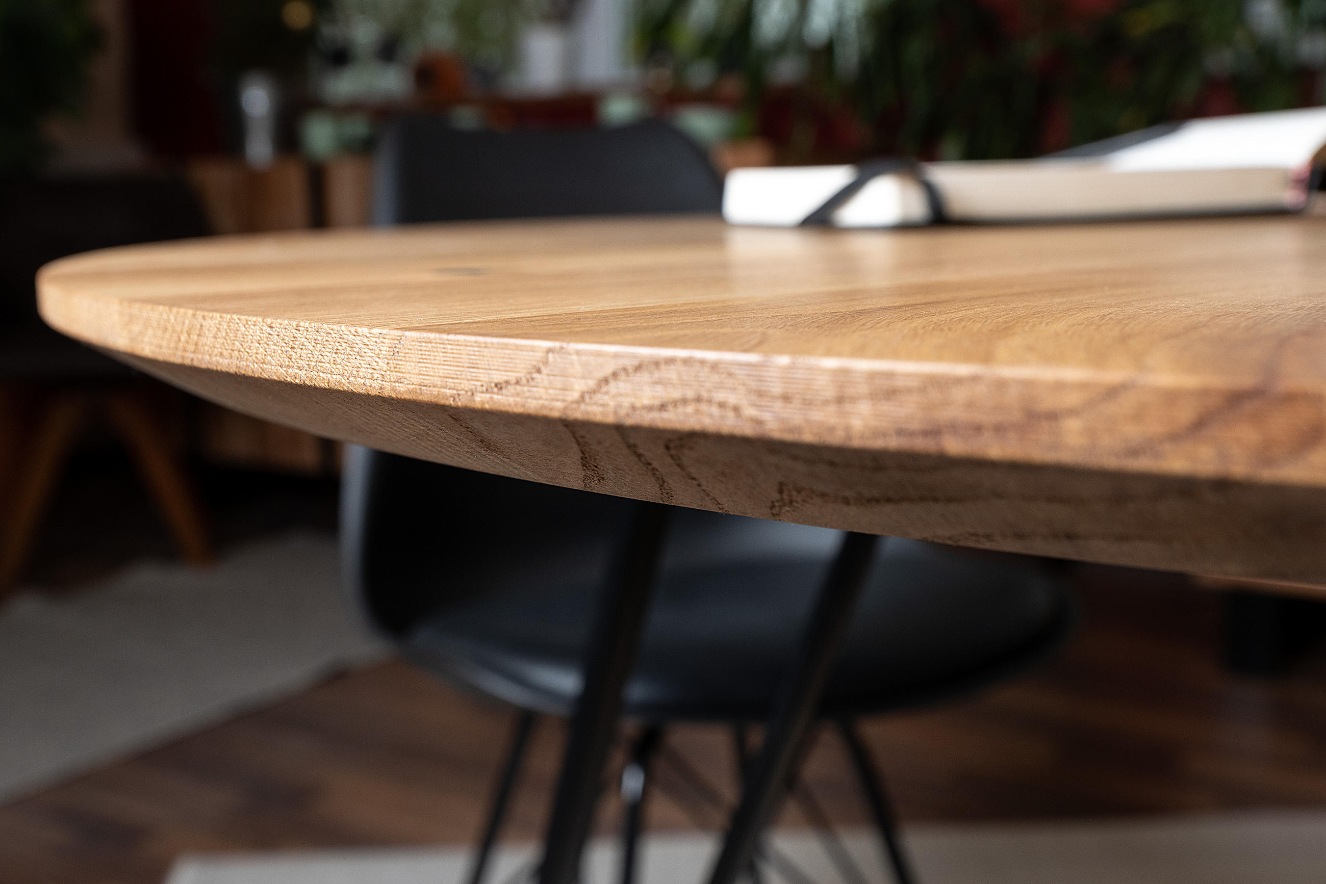 Thumbnail - SAM Esstisch, Beige, Holz, Echtholz,Eiche, Rund,Rund, Haarnadel, 90x77x90 cm, Esszimmer, Tische, Esstische