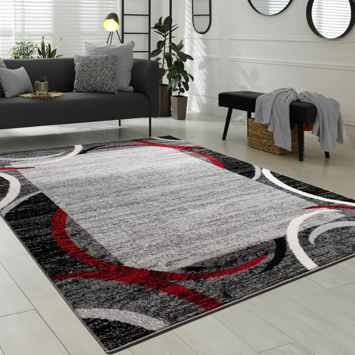 KURZFLORTEPPICH, abstrakt, Rot, 120 x 170 cm - Rot, Textil (120/170cm) - KADIMA DESIGN