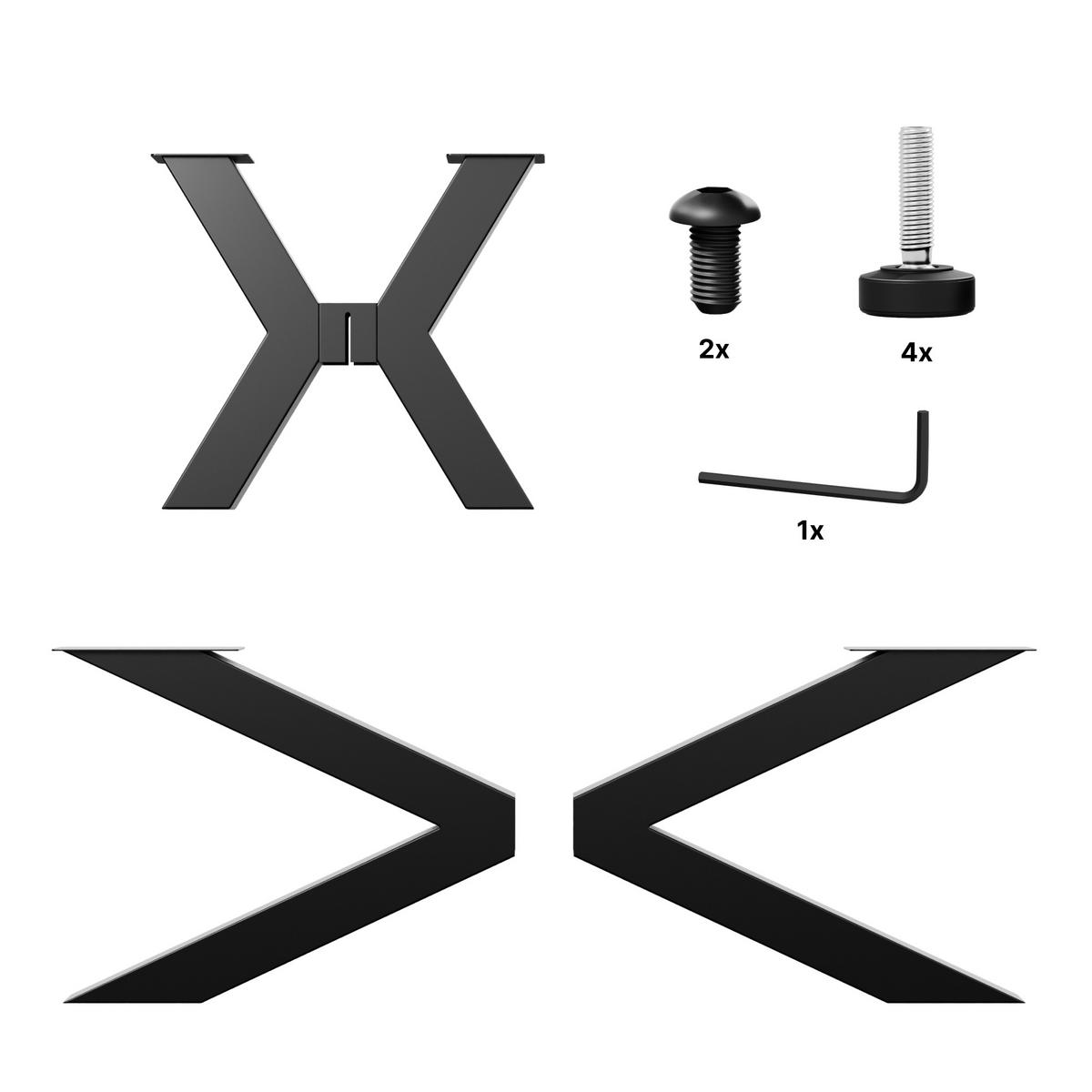 TISCHBEINE Acamar Extreme Metall Schwarz 200/70/72 cm - Schwarz, Metall (80/72/200cm) - Metalo Pro