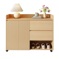 SCHUHSCHRANK 110/35/86 cm mit Rollen, Schubladen und verstellbaren Einlegeböden, Natur - Naturfarben, Holzwerkstoff (110/86/35cm) - Redom