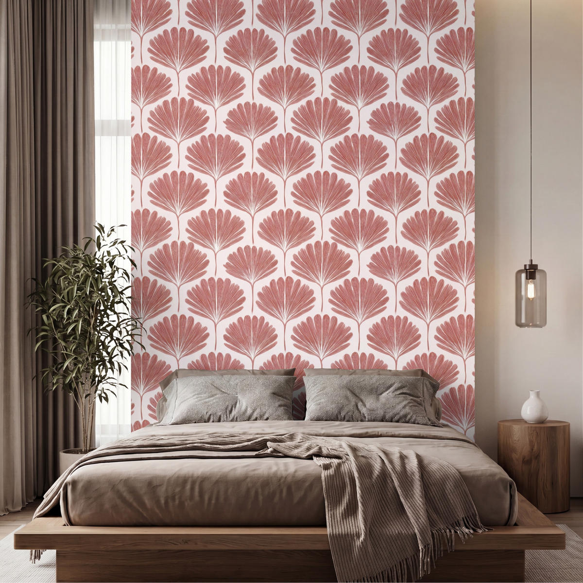 TAPETE - Fächer - Motiv - Terra - 180x280 cm - Rotbraun, Papier (180/280cm) - OnlyWow